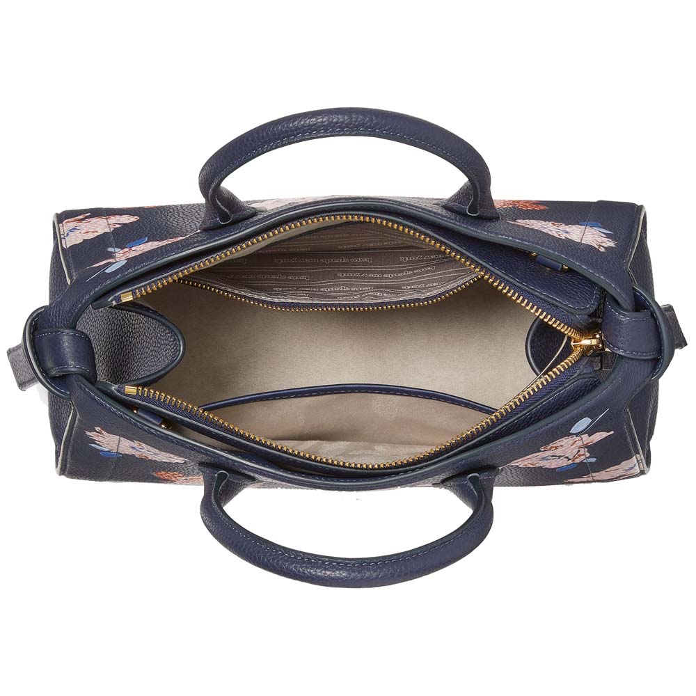 Kate Spade Knott Dotty Floral Embossed Medium Zip-Top Satchel Parisian Navy Multi # KF842