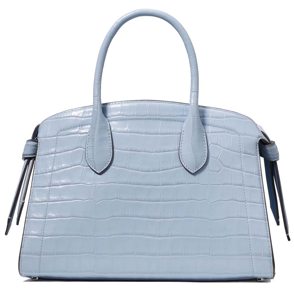 Kate Spade Knott Croc-Embossed Medium Zip-Top Satchel North Star Light blue # KE120