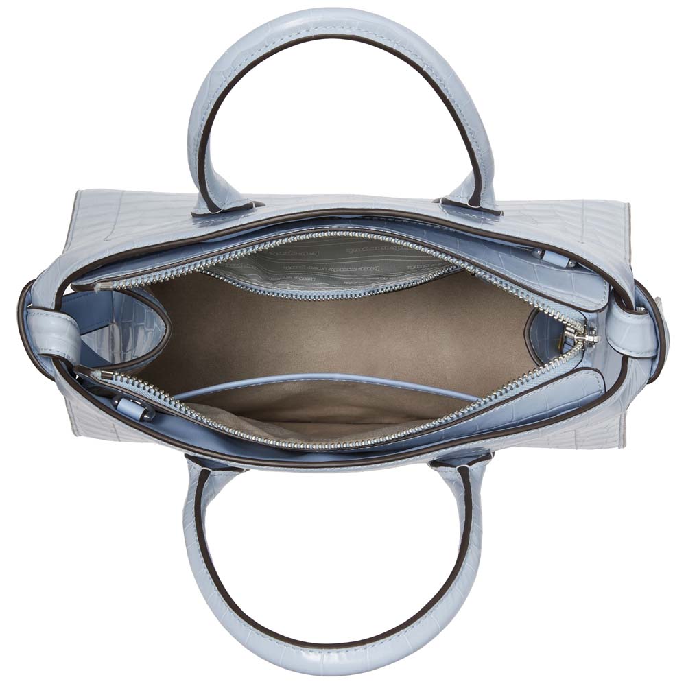 Kate Spade Knott Croc-Embossed Medium Zip-Top Satchel North Star Light blue # KE120