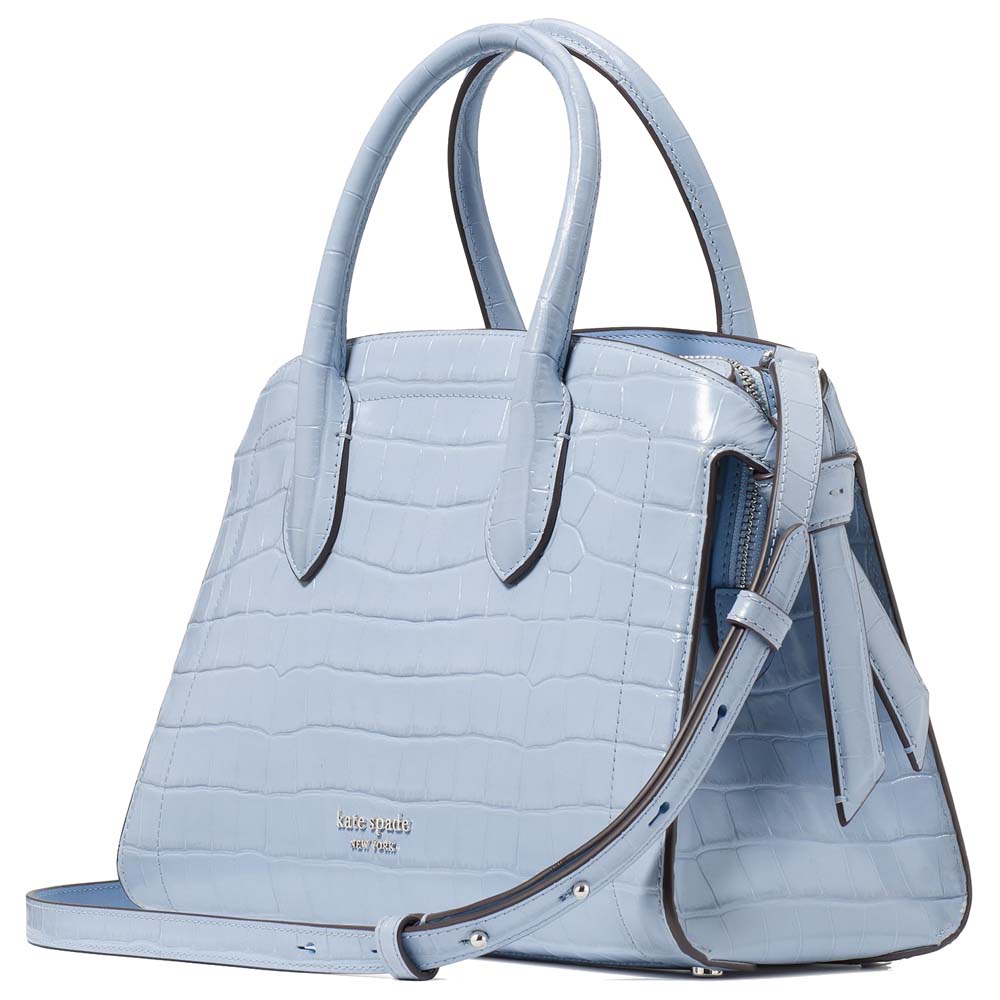 Kate Spade Knott Croc-Embossed Medium Zip-Top Satchel North Star Light blue # KE120
