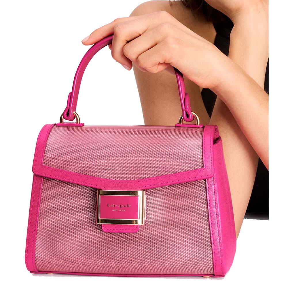 Kate Spade Katy Coated Mesh Small Top-Handle Bag Wild Raspberry Dark Pink # KH017