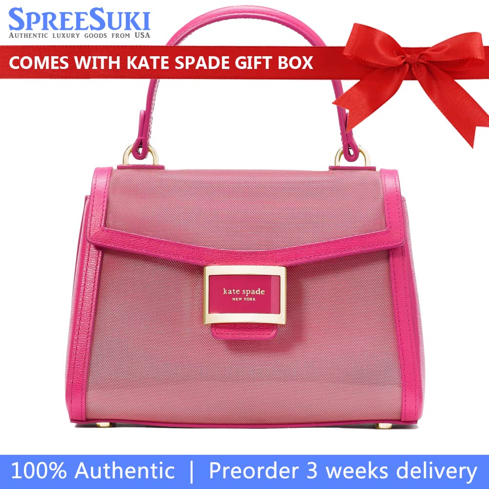 Kate Spade Katy Coated Mesh Small Top-Handle Bag Wild Raspberry Dark Pink # KH017