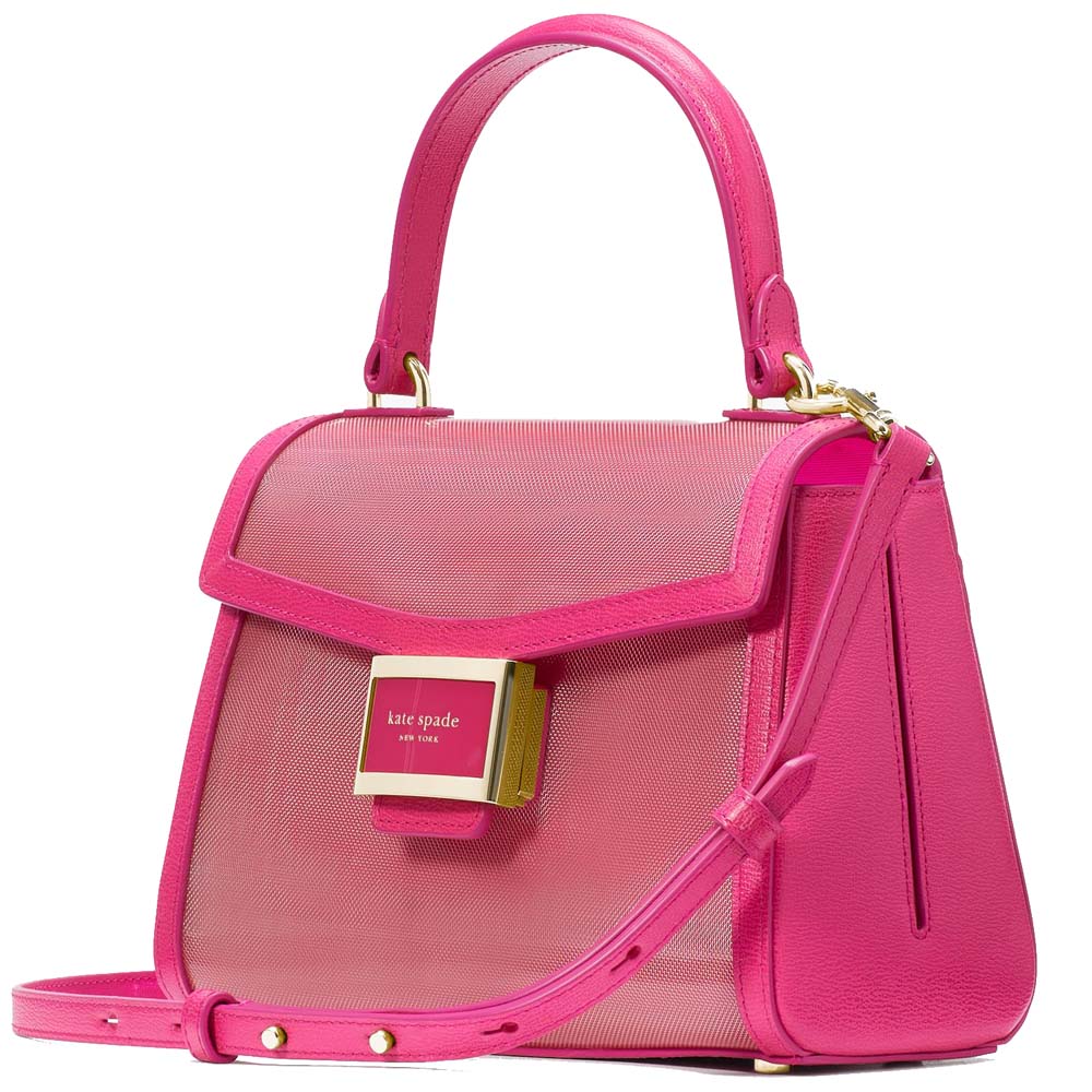 Kate Spade Katy Coated Mesh Small Top-Handle Bag Wild Raspberry Dark Pink # KH017
