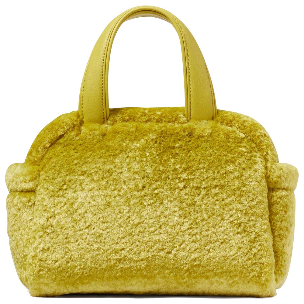 Kate Spade Apres Chic Faux Shearling Satchel Citron Sapphire Yellow # KE144