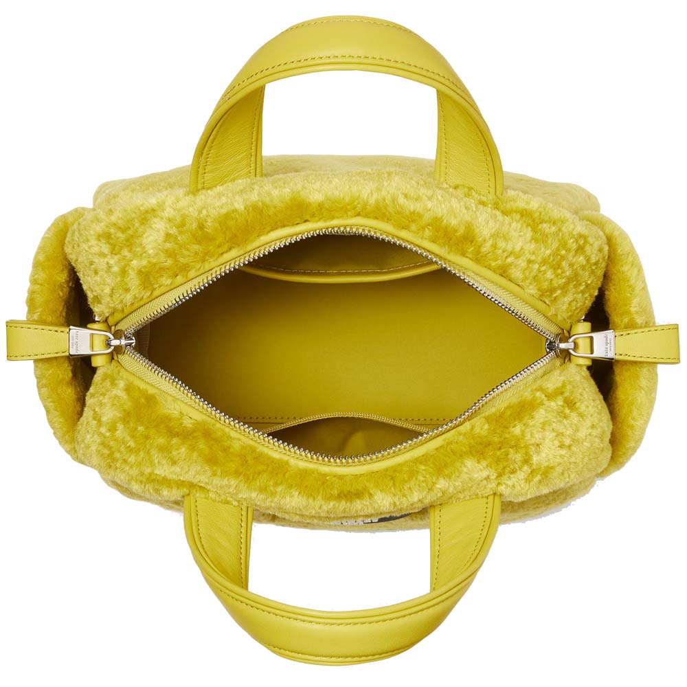 Kate Spade Apres Chic Faux Shearling Satchel Citron Sapphire Yellow # KE144