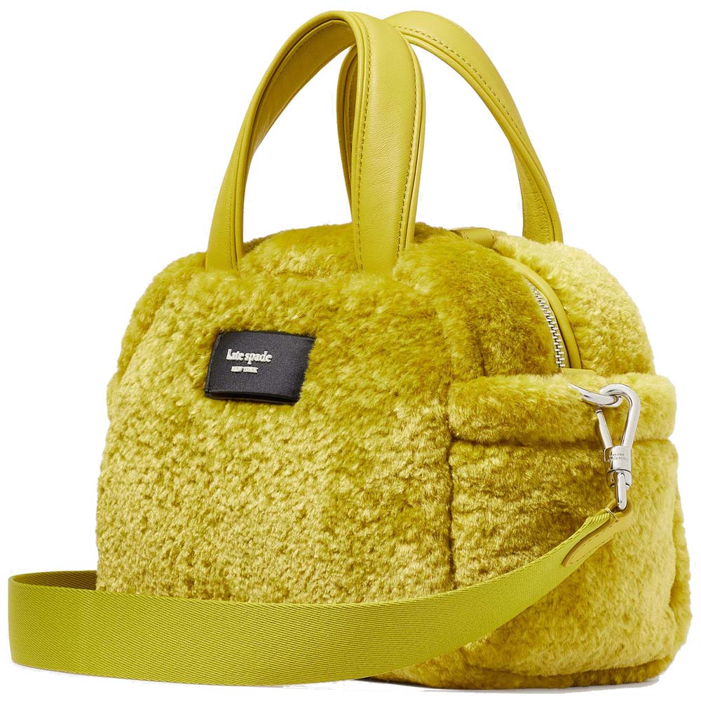Kate Spade Apres Chic Faux Shearling Satchel Citron Sapphire Yellow # KE144
