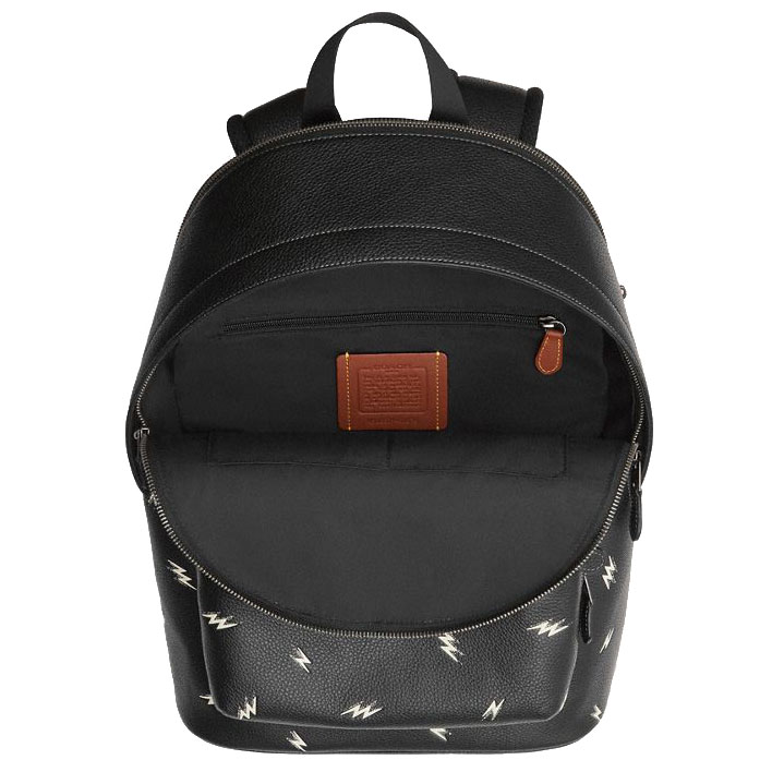 Coach West Backpack With Lightning Bolt Print Gunmetal Black Multi # CDC76
