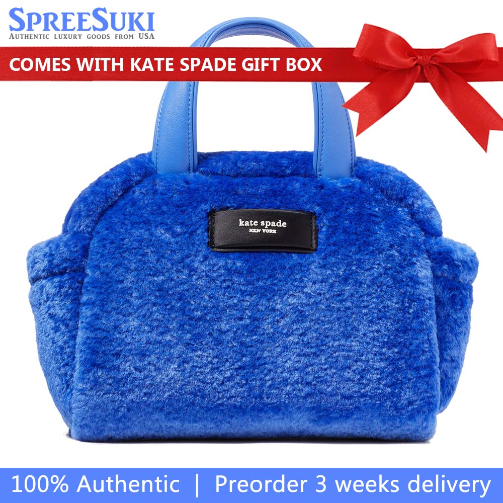 Kate Spade Apres Chic Faux Shearling Satchel Fluorite Dark blue # KE144