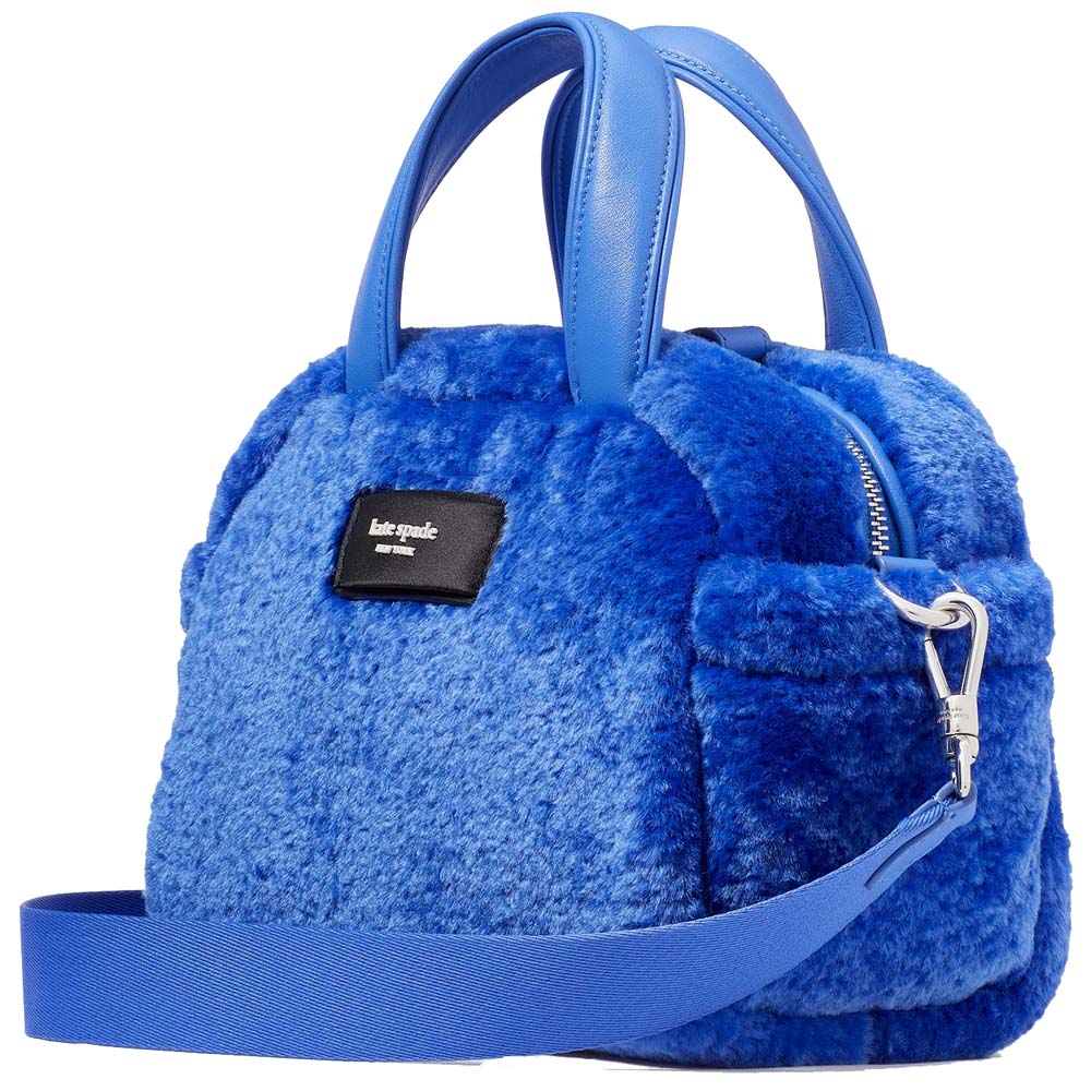 Kate Spade Apres Chic Faux Shearling Satchel Fluorite Dark blue # KE144