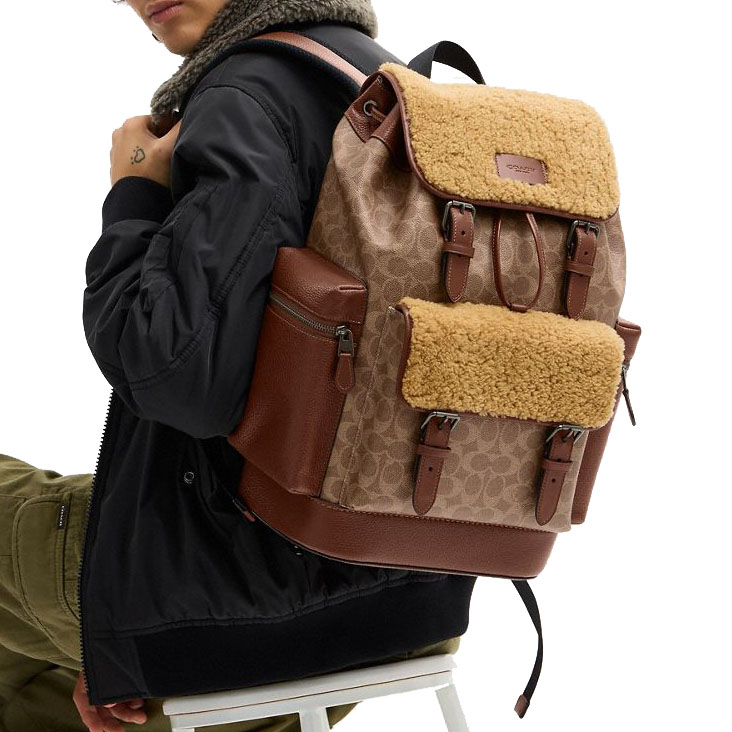 Coach Sprint Backpack In Signature Canvas Gunmetal Brown # CDB60