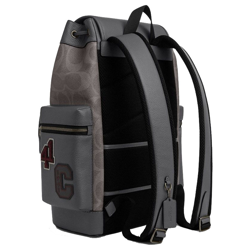 Coach Sprint Backpack In Maxi Signature Canvas With Patches Gunmetal Grey Multi # CCG03