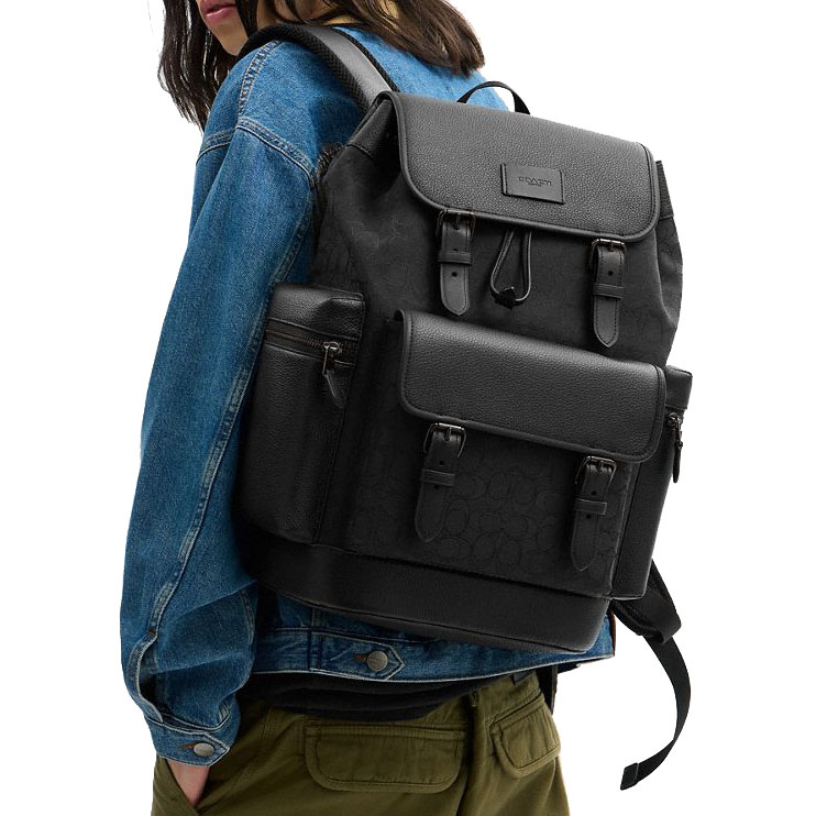 Coach Sprint Backpack In Signature Jacquard Black Copper Black # CBM50