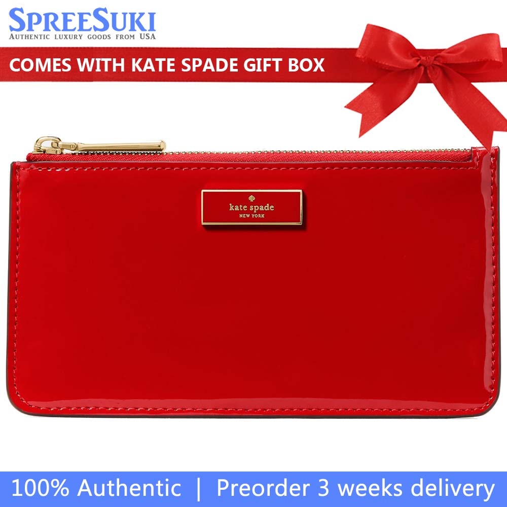 Kate Spade Bridget Patent Large Slim Card Holder Ks Bright Red # KN253