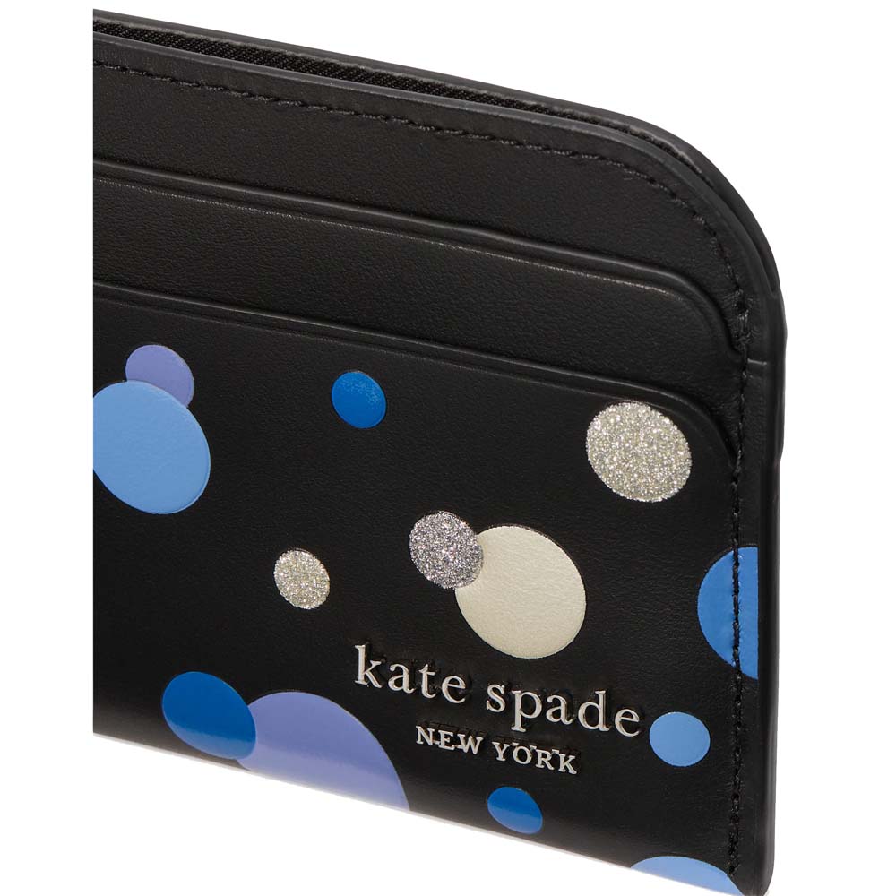 Kate Spade Devin Space Dot Card Holder Black Multi # KI585