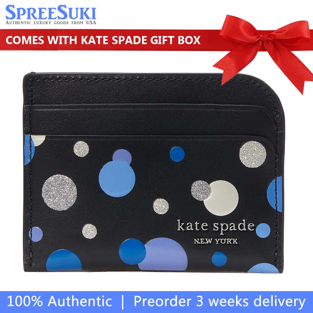Kate Spade Devin Space Dot Card Holder Black Multi # KI585