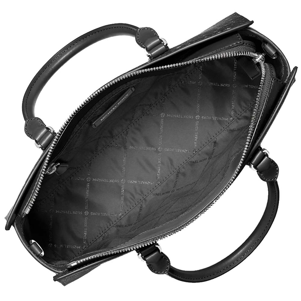 Michael Kors Arden Medium Printed Signature Logo Satchel Black # 35F5S4XS2I