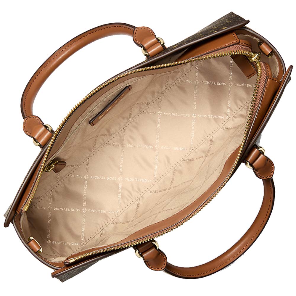 Michael Kors Arden Medium Printed Signature Logo Satchel Brown # 35F5G4XS2I