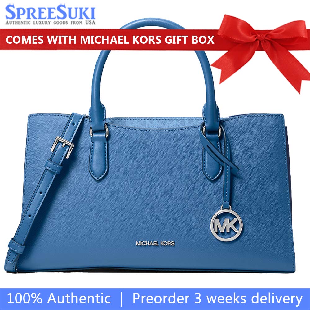 Michael Kors Arden Medium Top-Zip Satchel Galaxy Blue # 35F5S4XS2L