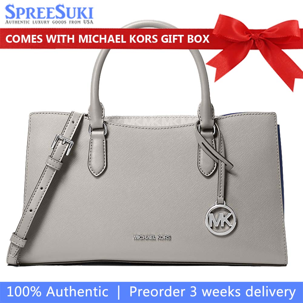 Michael Kors Arden Medium Top-Zip Satchel Pearl Grey Light Grey # 35F5S4XS2L