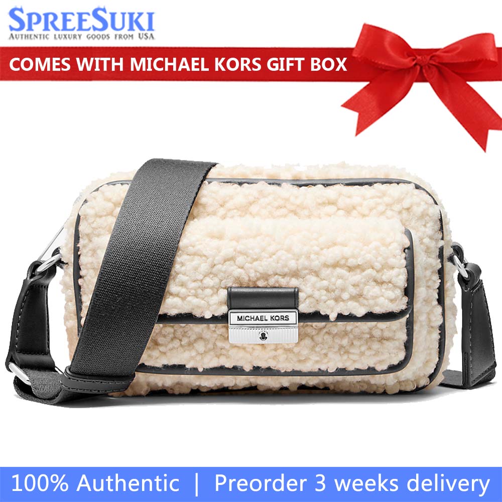 Michael Kors Bradshaw Extra-Small Faux Shearling Camera Crossbody Bag Black # 35F5S2BC0U