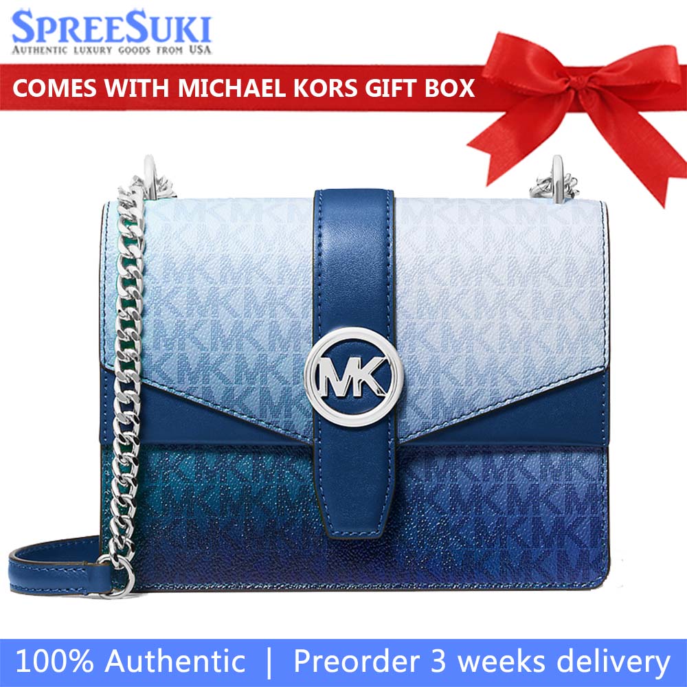 Michael Kors Greenwich Small Ombré Signature Logo Crossbody Bag Galaxy Blue Dark blue # 35R6SGRC1O