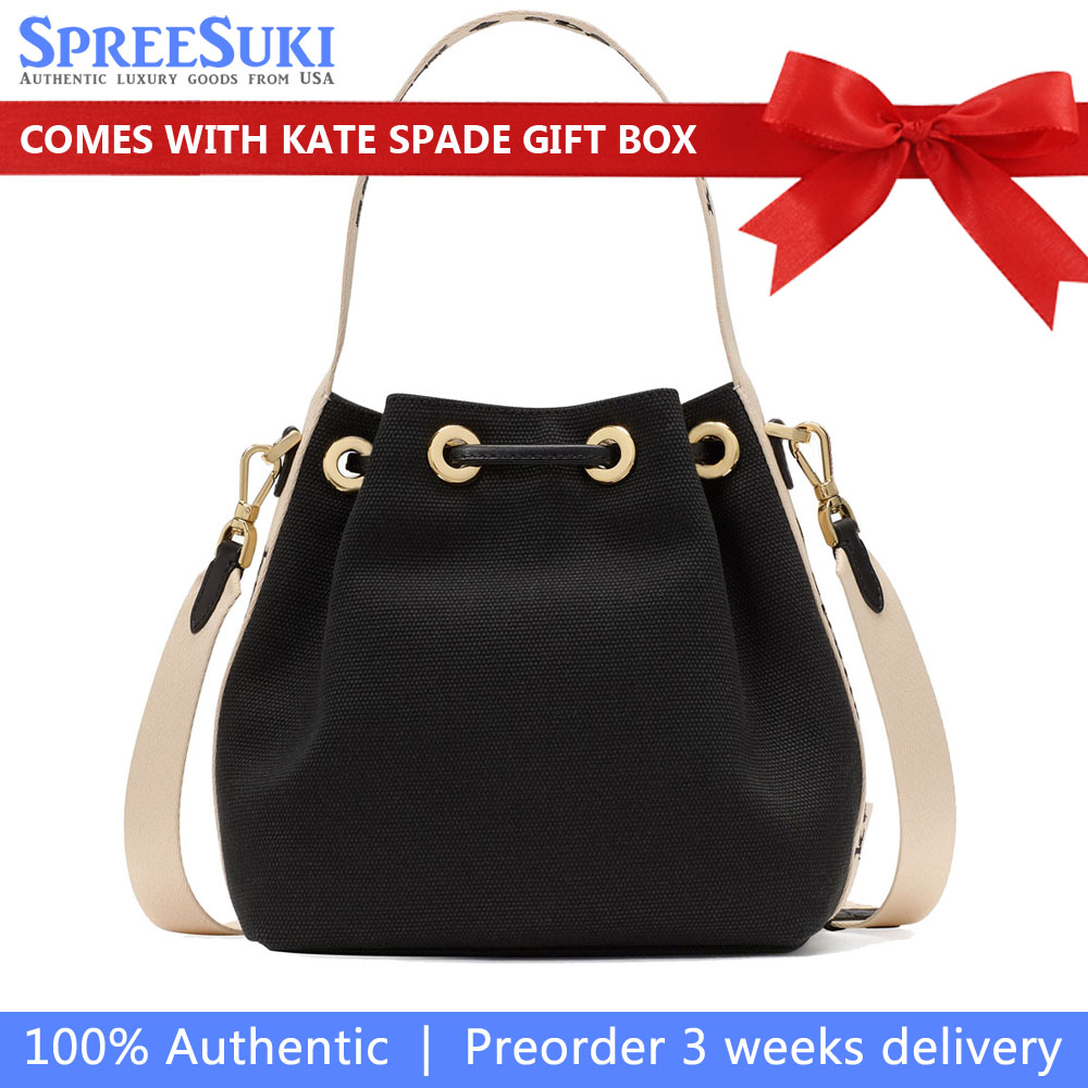 Kate Spade Kip Canvas Bucket Bag Black # KL048