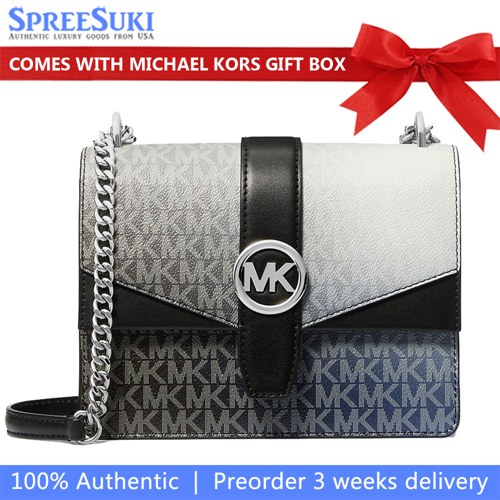 Michael Kors Greenwich Small Ombré Signature Logo Crossbody Bag Black Combo # 35R6SGRC1O