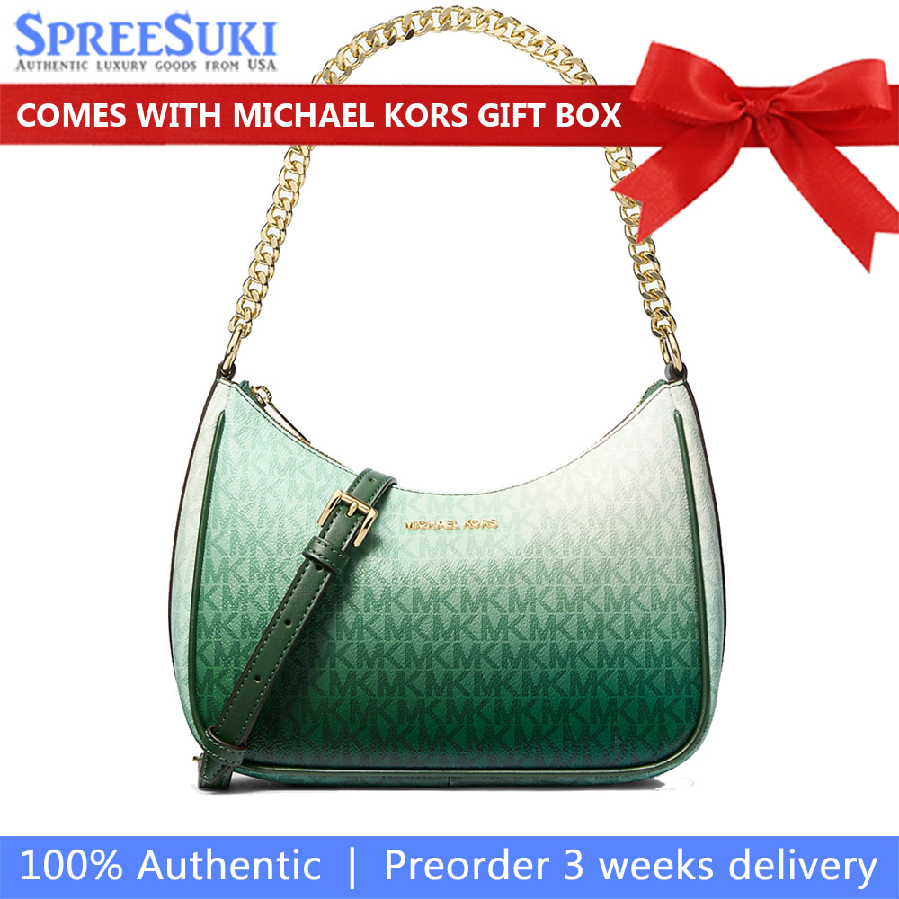 Michael Kors Jet Set Large Ombré Signature Logo Pochette Moss Multi Green # 35R6GTVC3B