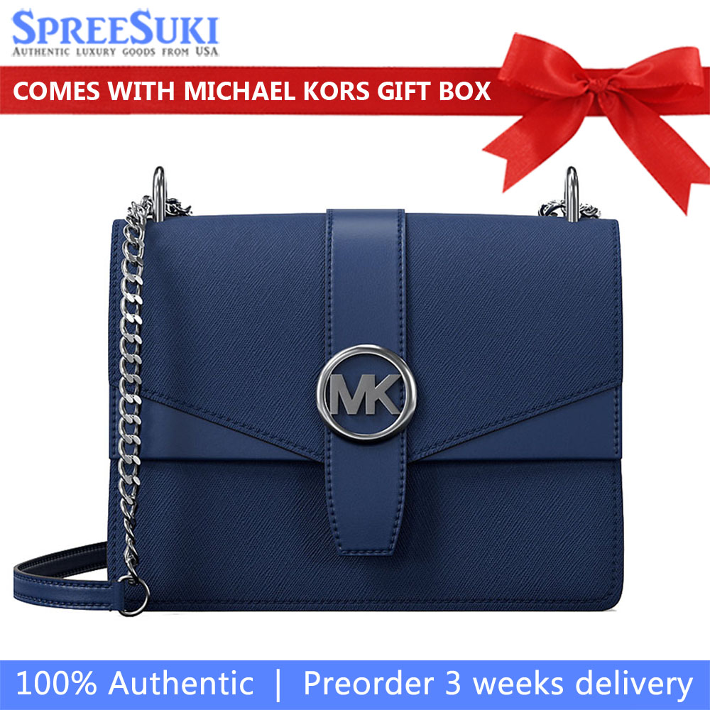 Michael Kors Greenwich Small Saffiano Leather Crossbody Bag Galaxy Blue Dark blue # 35S5SGRC1L