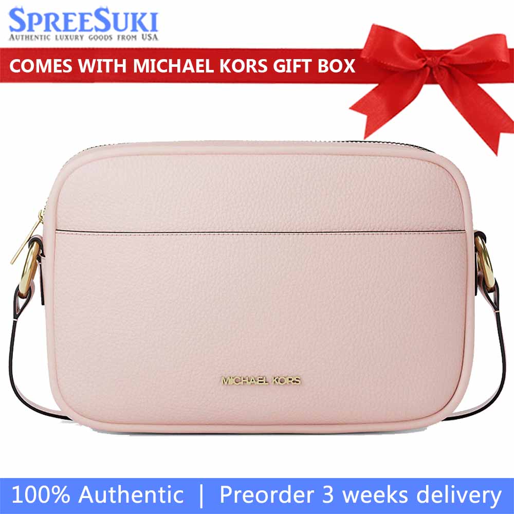 Michael Kors Jet Set Pebbled Leather Camera Crossbody Bag Powder Blush Blush Pink # 35R6GTVC7L