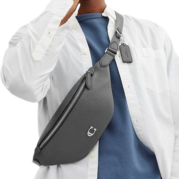 Coach Men Charter Belt Bag 7 Charcoal Grey # CP402