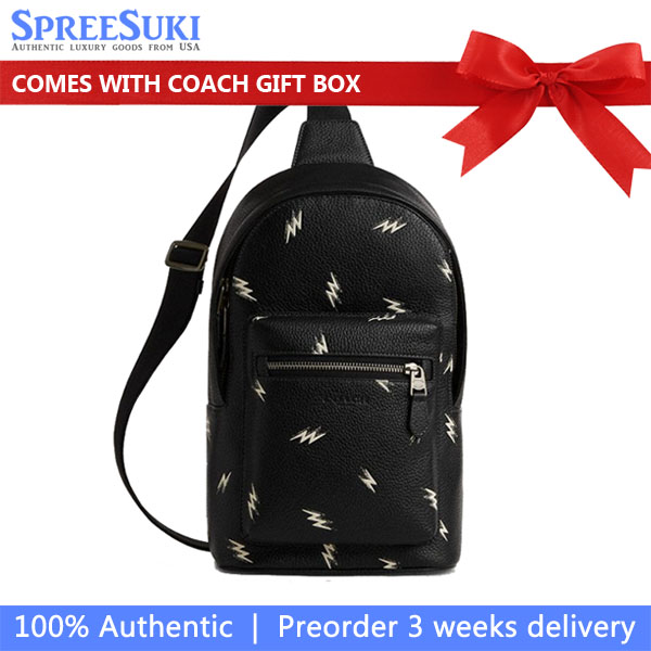 Coach West Pack With Lightning Bolt Print Gunmetal Black Multi # CDC77