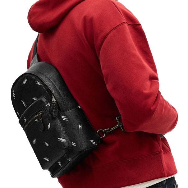 Coach West Pack With Lightning Bolt Print Gunmetal Black Multi # CDC77