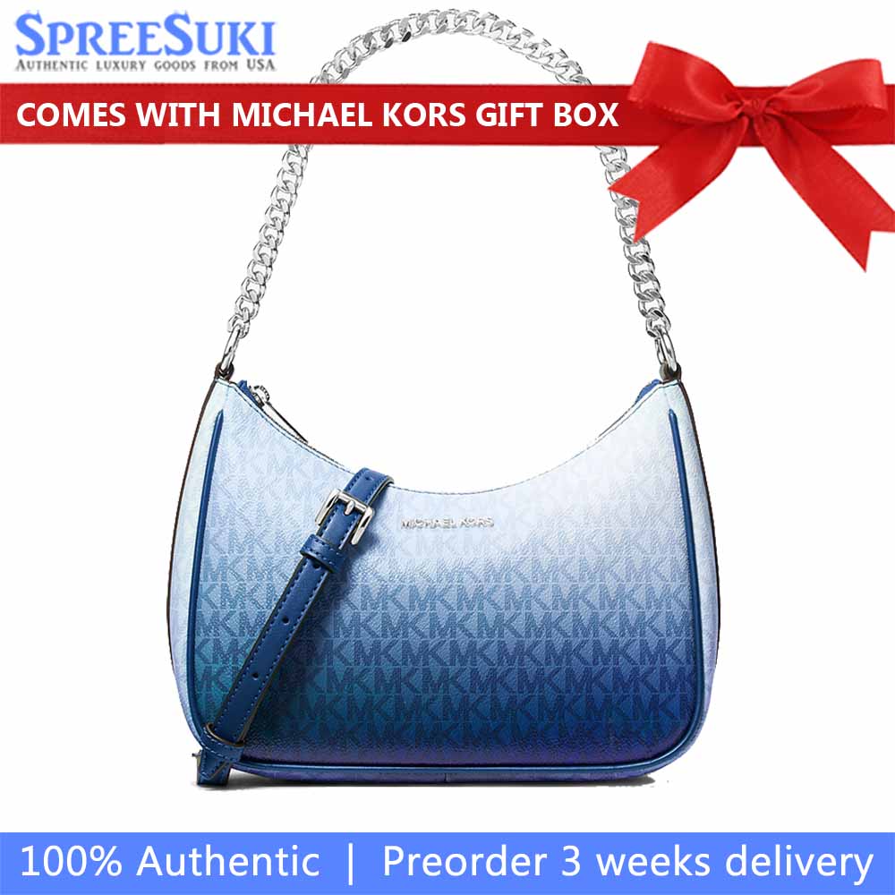 Michael Kors Jet Set Large Ombré Signature Logo Pochette Galaxy Blue # 35R6STVC3B