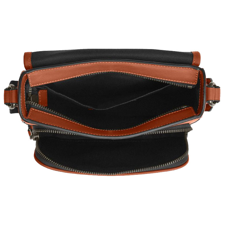 Coach Men Sullivan Flap Crossbody Bag Gunmetal Tan Brown # CDB62