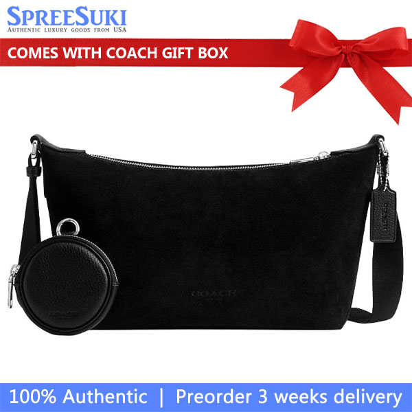 Coach Men Small Finn Crossbody Bag With Pouch Silver Black # CDD79