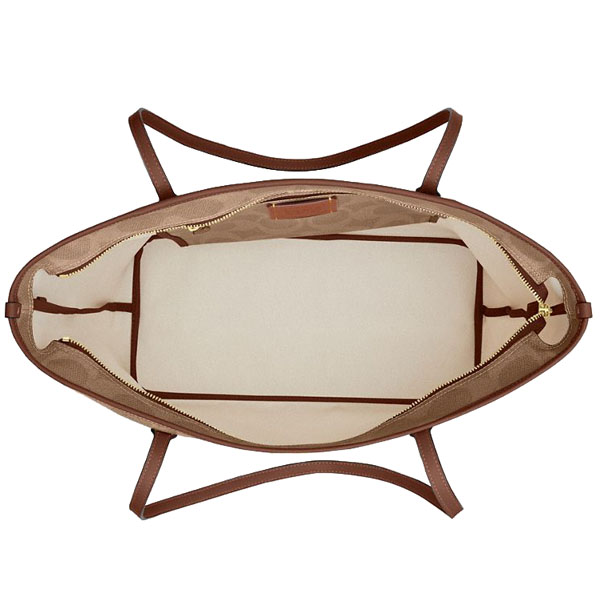 Coach Large City Tote Bag In Maxi Signature Canvas Tan Brown # CCD66