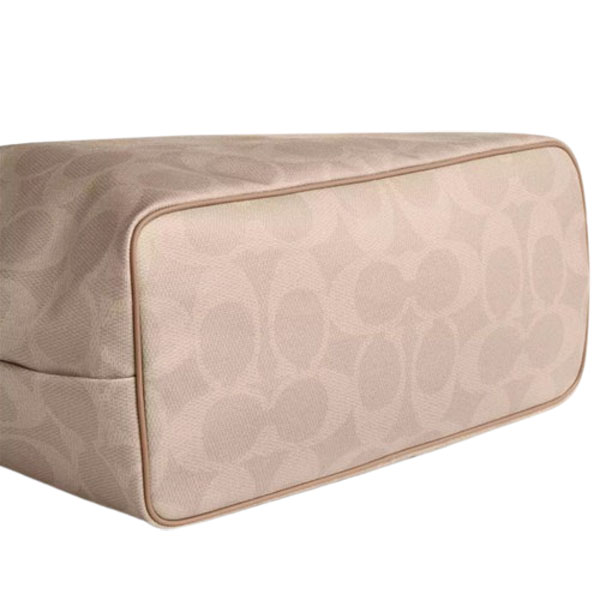 Coach Large City Tote Bag In Maxi Signature Canvas Silver Sand Taupe Beige # CCD66