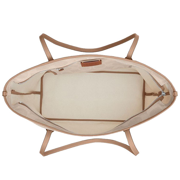 Coach Large City Tote Bag In Maxi Signature Canvas Silver Sand Taupe Beige # CCD66