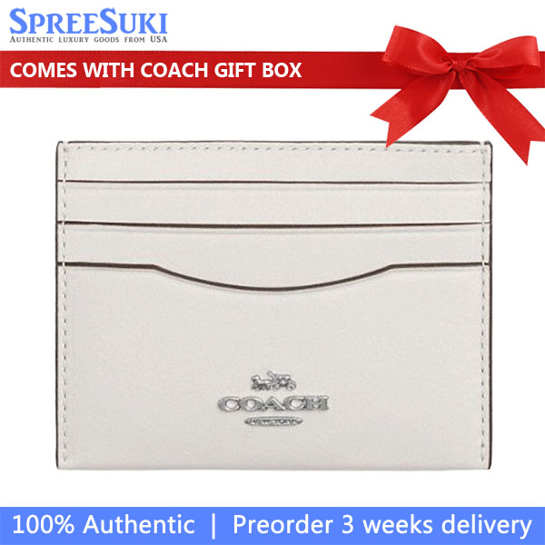 Coach Slim Id Card Case Silver Chalk White # CBL81