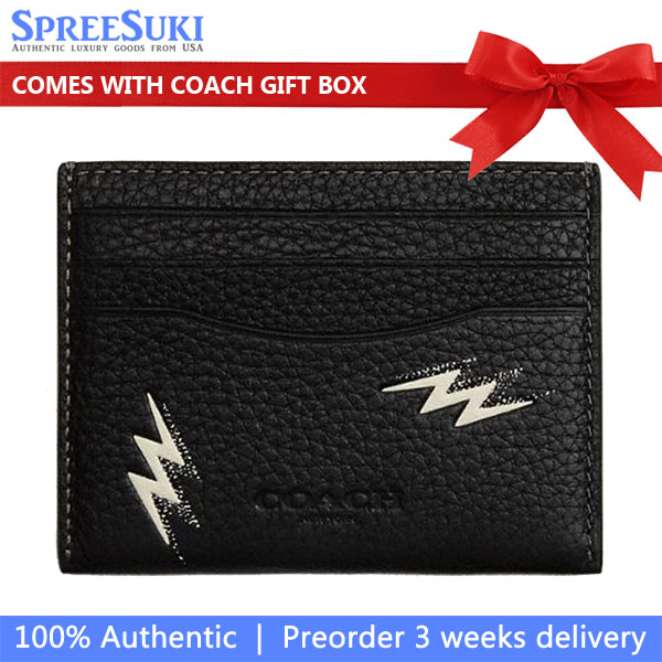 Coach Slim Id Card Case With Lightning Bolt Print Black # CDC81