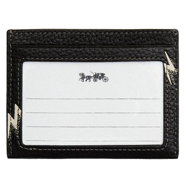 Coach Slim Id Card Case With Lightning Bolt Print Black # CDC81
