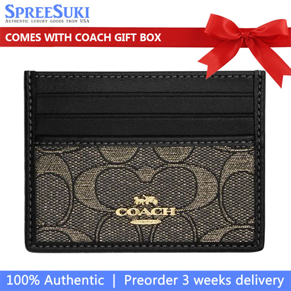 Coach Slim Id Card Case Charcoal Black # CCO34
