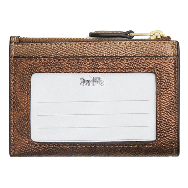 Coach Mini Skinny Id Case In Signature Canvas Brown Copper # CCS50