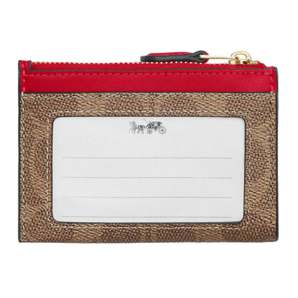 Coach Mini Id Skinny Signature Card Holder Tan Carnation Brown # CW870