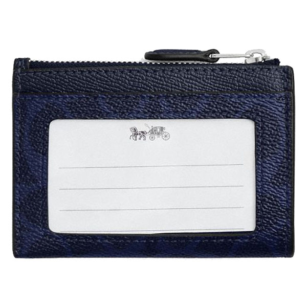 Coach Mini Skinny Id Case In Signature Canvas Sv Blue Navy Navy Blue # CCS50