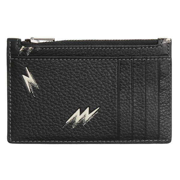 Coach Zip Card Case With Lightning Bolt Print Gunmetal Black Multi # CDP89