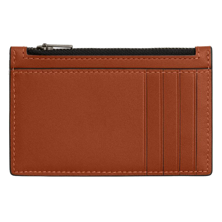 Coach Zip Card Case Gunmetal Tan Brown # CBK17