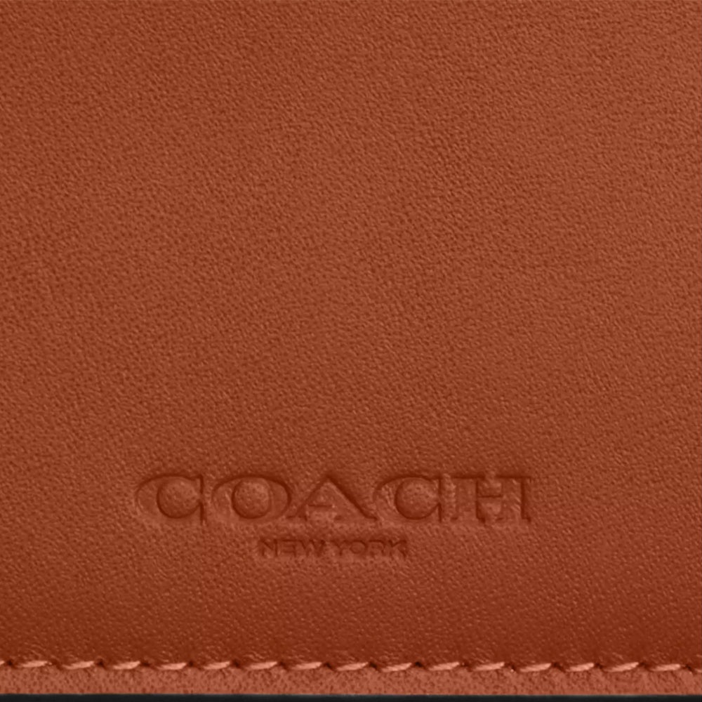 Coach Zip Card Case Gunmetal Tan Brown # CBK17