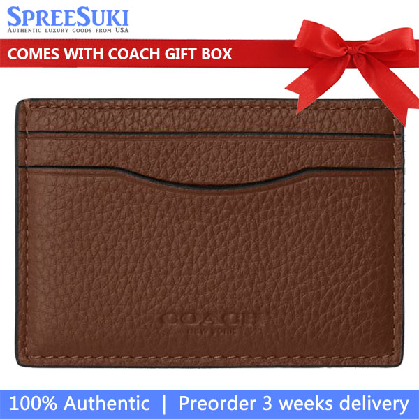 Coach Card Case With Money Clip Gunmetal Saddle Brown # CCF97